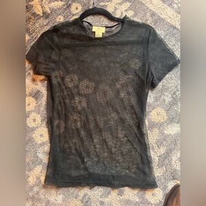 Limited America Vintage Chic Sheer Black Short Sleeve Top